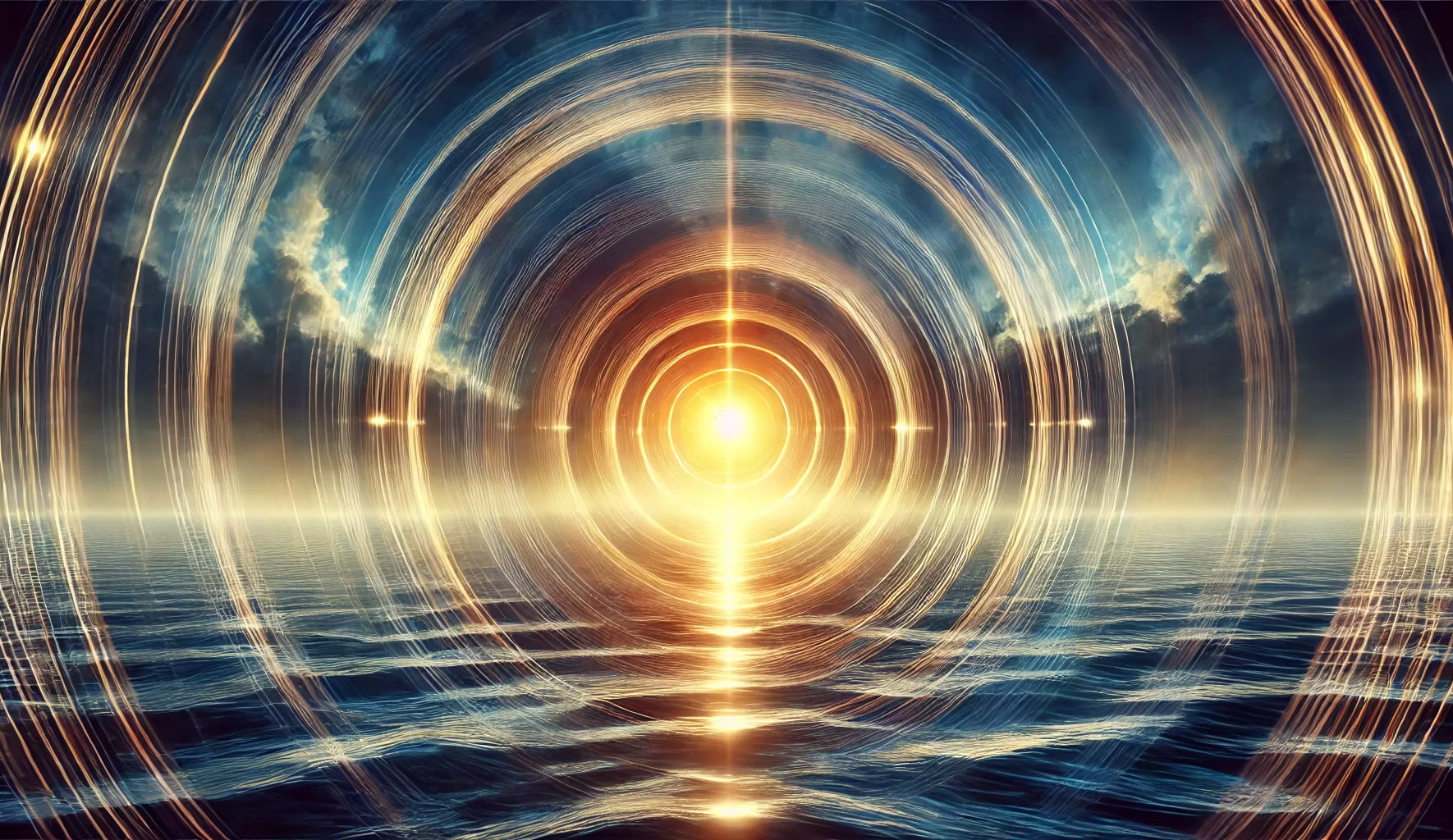 Contemplative cosmic landscape evoking spaciousness and depth